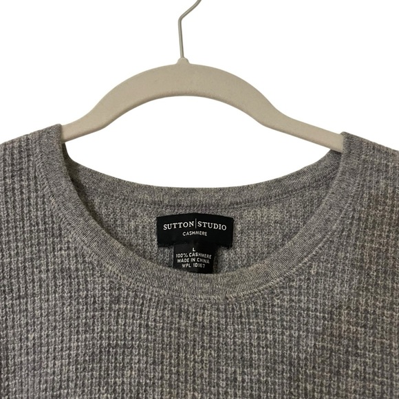 Sutton Studio Gray Cashmere Crew Neck Sweater Large Knit - Picture 2 of 8